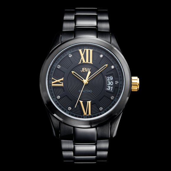 $695 MSRP JBW Bond Black Dial Black IP Stainless Steel Men's Watch